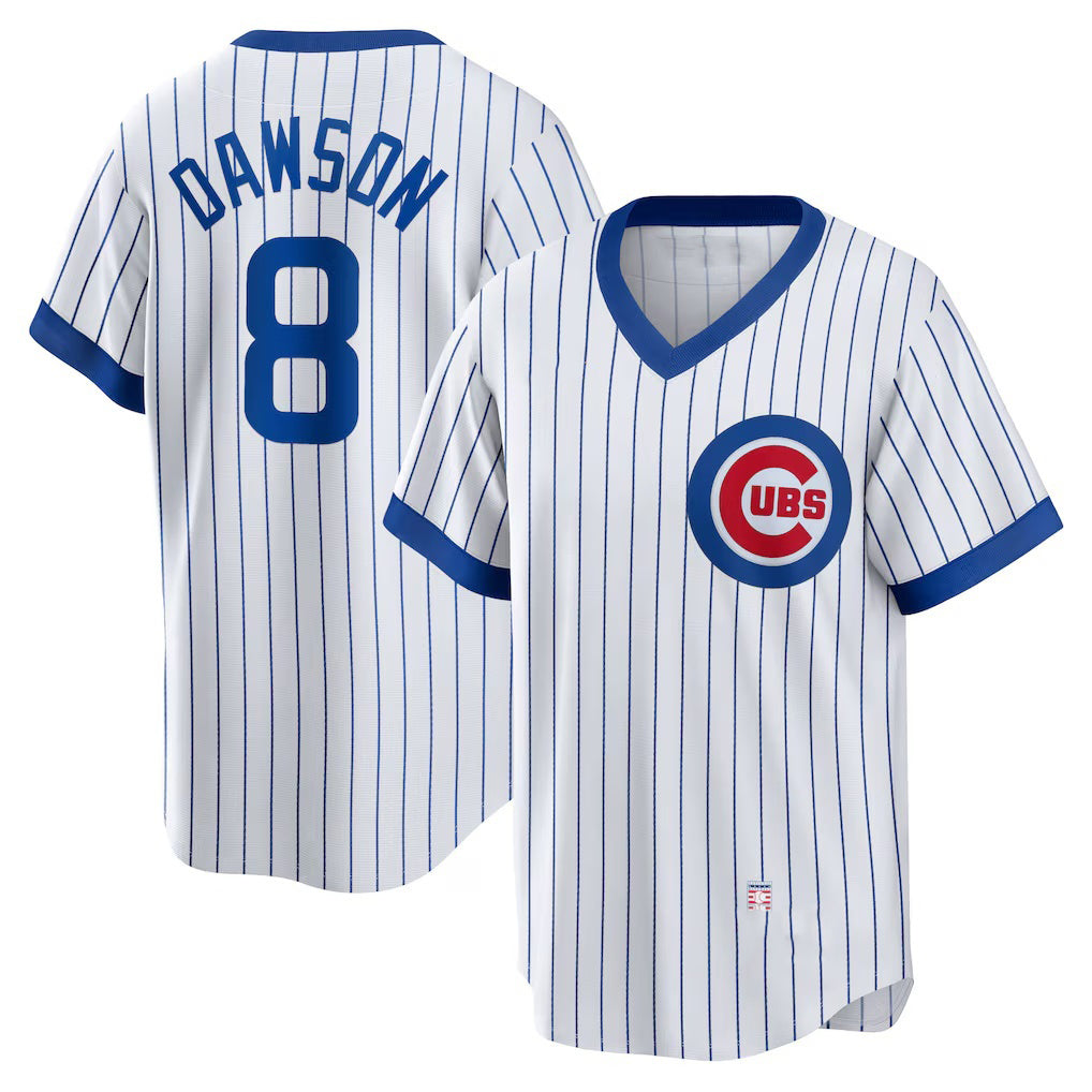 Chicago Cubs #8 Andre Dawson White REYNOLDS Home Cooperstown Collection Player Jersey