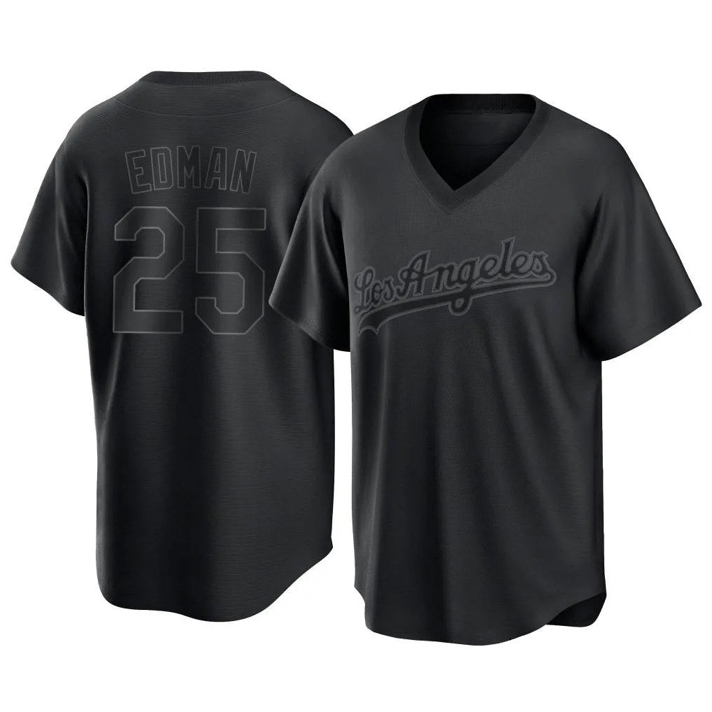 Los Angeles Dodgers #25 Tommy Edman Player Black REYNOLDS Pitch Fashion T-shirt Stitched Jerseys