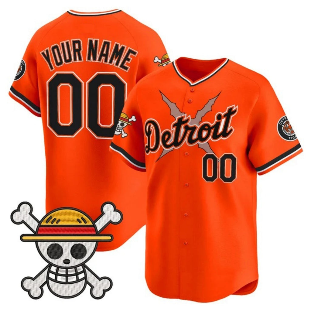 Custom Detroit Tigers x One Piece Orange REYNOLDS Vapor Premier Limited Jersey - Stitched