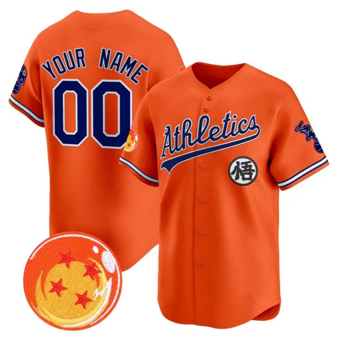 Custom Oakland Athletics x Dragon Ball Orange REYNOLDS Vapor Premier Limited Jersey - All Stitched
