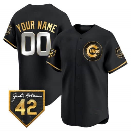 Custom Chicago Cubs 2024 Jackie Robinson Patch Vapor Premier Limited Jersey V2 ¨C All Stitched-Black REYNOLDS