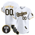Custom Los Angeles Dodgers Vin & California Patch Gold Trim Vapor Premier Limited Jersey ¨C White Gold REYNOLDS