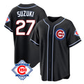 Chicago Cubs #27 Seiya Suzuki Player Black REYNOLDS Fashion Out 150th Anniversary Game Stitched Jerseys