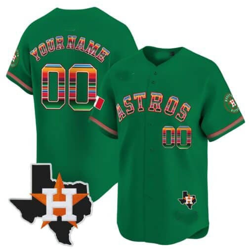 Custom Houston Astros Mexico Texas Patch Vapor Premier Limited Jersey ¨C Green REYNOLDS