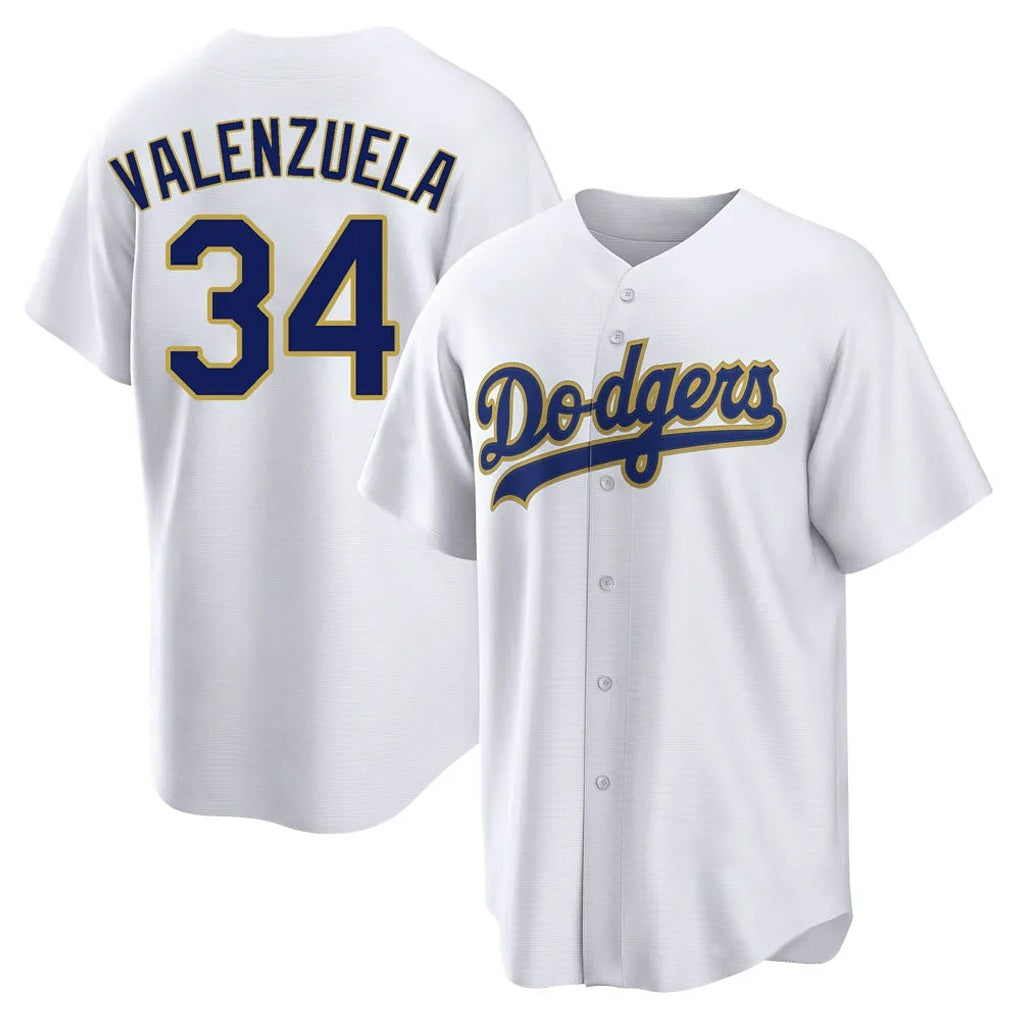 Los Angeles Dodgers #34 Fernando Valenzuela Player Gold White REYNOLDS 2026 Collection Stadium Game Stitched Jerseys