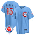 Chicago Cubs #15 Carson Kelly Player Light Blue REYNOLDS 150th Anniversary Home Game Stitched Jerseys