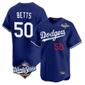Los Angeles Dodgers #50 Mookie Betts Player Royal REYNOLDS World Series Limited Home Stitched Jerseys