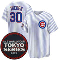 Chicago Cubs #30 Kyle Tucker White REYNOLDS 2025 World Tour Tokyo Series Home Stitched Jersey