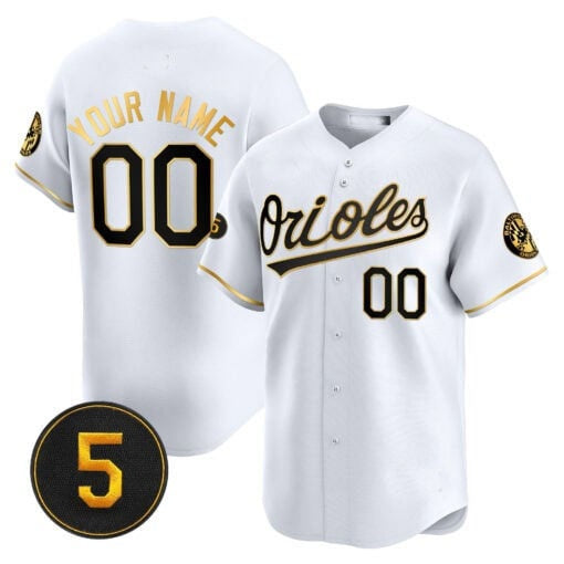 Custom Baltimore Orioles Robinson Patch Vapor Premier Limited Jersey ¨C White Gold REYNOLDS