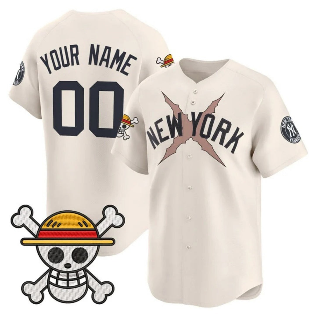 Custom New York Yankees x One Piece Cream REYNOLDS Vapor Premier Limited Jersey - Stitched
