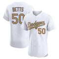 Los Angeles Dodgers #50 Mookie Betts Player Gold White Gold REYNOLDS Limited Elite Home Stitched Jerseys