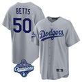 Los Angeles Dodgers #50 Mookie Betts Player Gray REYNOLDS World Series Meet Game Stitched Jerseys