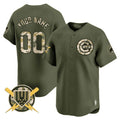 Custom Chicago Cubs Armed Forces Day Vapor Premier Limited Jersey ¨C All Stitched-Green REYNOLDS
