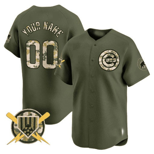 Custom Chicago Cubs Armed Forces Day Vapor Premier Limited Jersey ¨C All Stitched-Green REYNOLDS