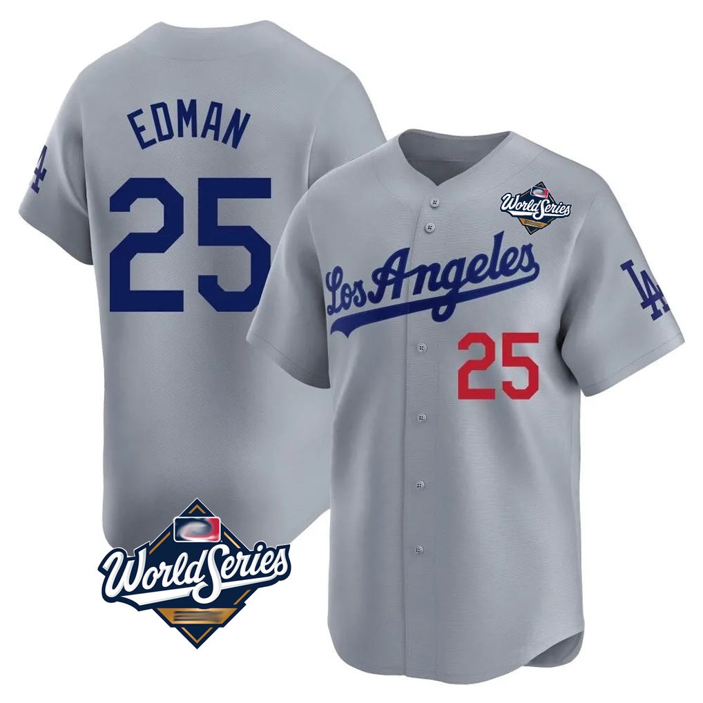 Los Angeles Dodgers #25 Tommy Edman Player Gray REYNOLDS World Series Limited Home Stitched Jerseys