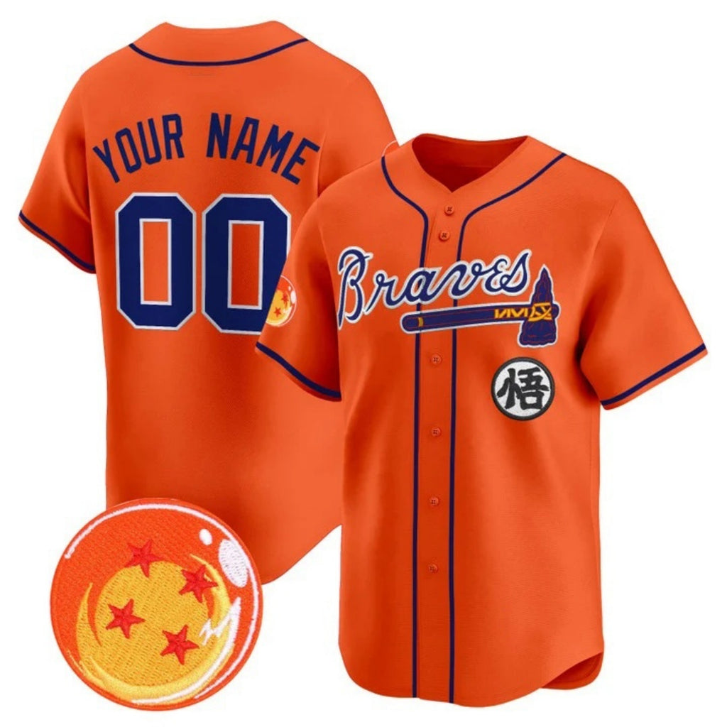 Custom Atlanta Braves x Dragon Ball Orange REYNOLDS Vapor Premier Limited Jersey - All Stitched