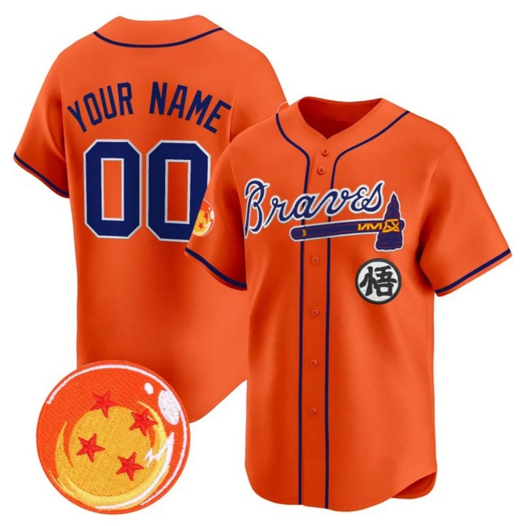 Custom Atlanta Braves x Dragon Ball Orange REYNOLDS Vapor Premier Limited Jersey - All Stitched