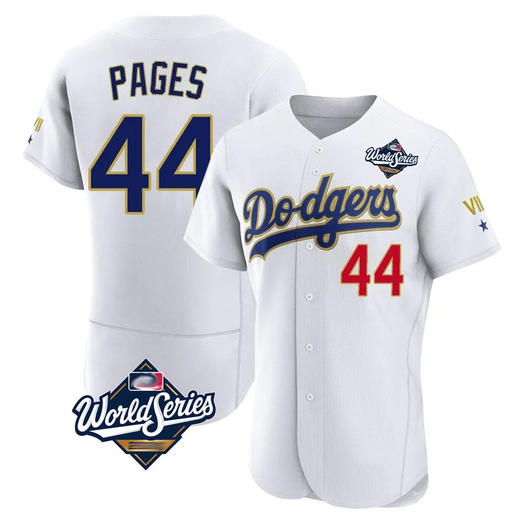 Los Angeles Dodgers #44 Andy Pages Player Gold White REYNOLDS World Series 2026 Collection Stadium Limited Elite Stitched Jerseys