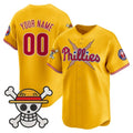 Custom Philadelphia Phillies x One Piece Gold REYNOLDS Vapor Premier Limited Jersey - Stitched