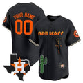 Custom Houston Astros Cactus Jack Patch Vapor Premier Limited Jersey V9 ¨C Black REYNOLDS