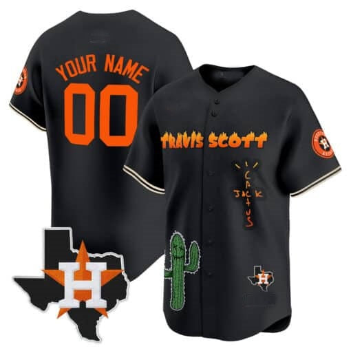 Custom Houston Astros Cactus Jack Patch Vapor Premier Limited Jersey V9 ¨C Black REYNOLDS
