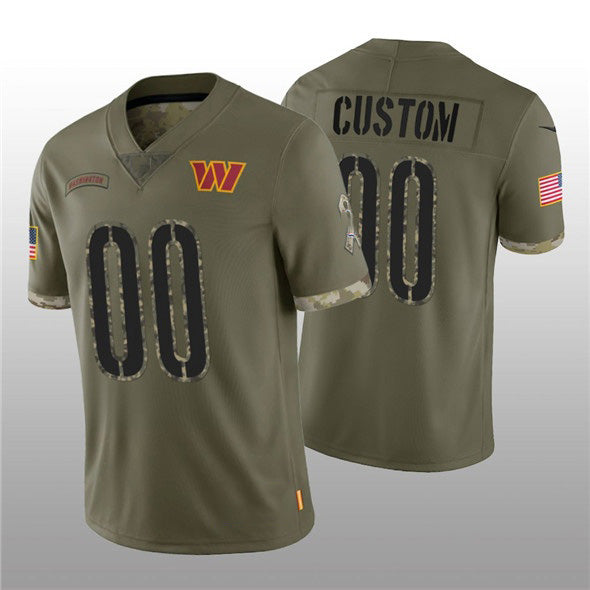 Custom W.Commanders draft PLAYER 2022 Olive REYNOLDS Salute To Service Limited Stitched Jersey