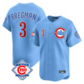 Chicago Cubs #3 Alex Bregman Player Light Blue REYNOLDS 150th Anniversary Limited Home Stitched Jerseys