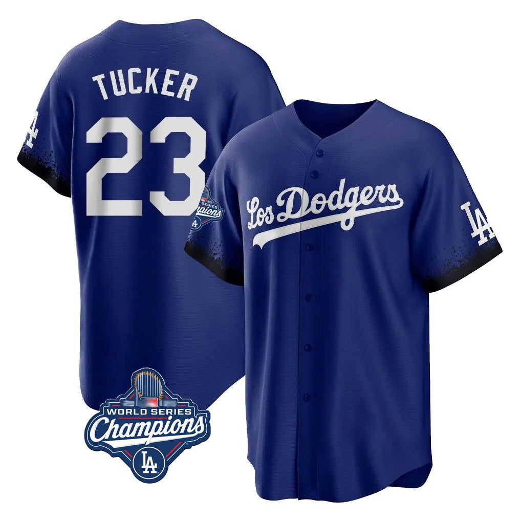 Los Angeles Dodgers #23 Kyle Tucker Player Royal REYNOLDS World Series Meet City Connect Home Game Stitched Jerseys