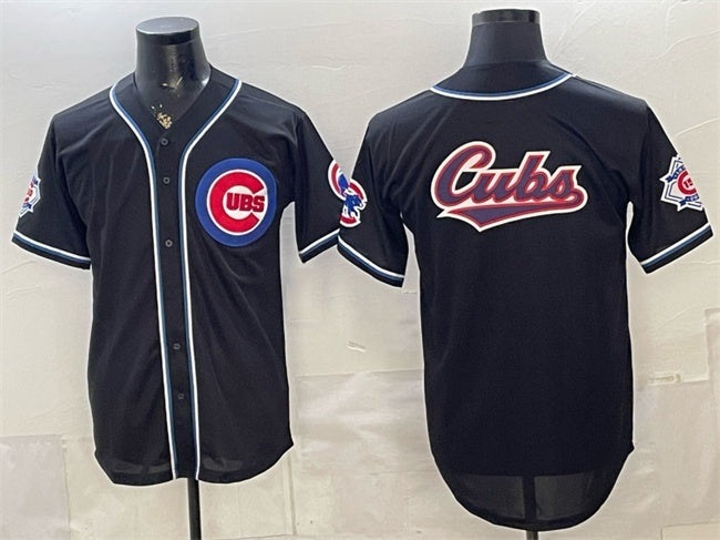 Chicago Cubs Team Big Logo 2026 Fashion Replica Black REYNOLDS Out Stitched Jersey
