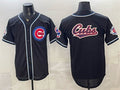 Chicago Cubs Team Big Logo 2026 Fashion Replica Black REYNOLDS Out Stitched Jersey
