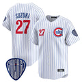 Chicago Cubs #27 Seiya Suzuki Player White REYNOLDS Pinstripe Vapor Premier Limited Home Stitched Jerseys
