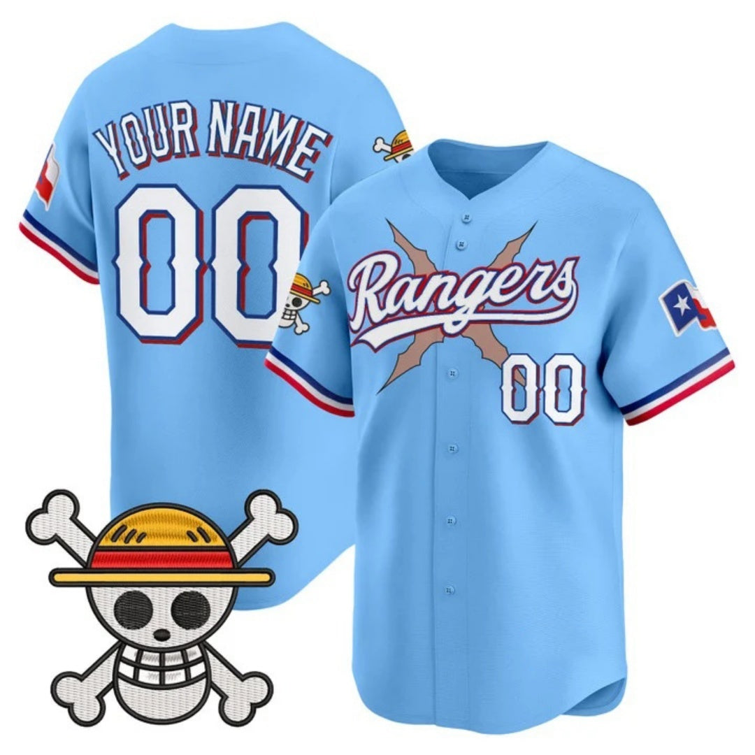 Custom Texas Rangers x One Piece Blue REYNOLDS Vapor Premier Limited Jersey - Stitched