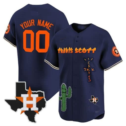 Custom Houston Astros Cactus Jack Patch Vapor Premier Limited Jersey V9 ¨C Navy REYNOLDS