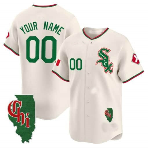 Custom Chicago White Sox Mexico Vapor Premier Limited Jersey ¨C Illinois Patch ¨C Cream REYNOLDS