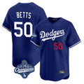 Los Angeles Dodgers #50 Mookie Betts Player Royal REYNOLDS World Series Meet Limited Home Stitched Jerseys
