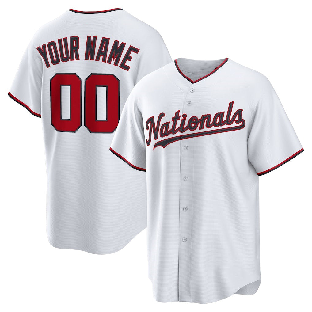 Custom Washington Nationals White REYNOLDS Home Replica Jersey
