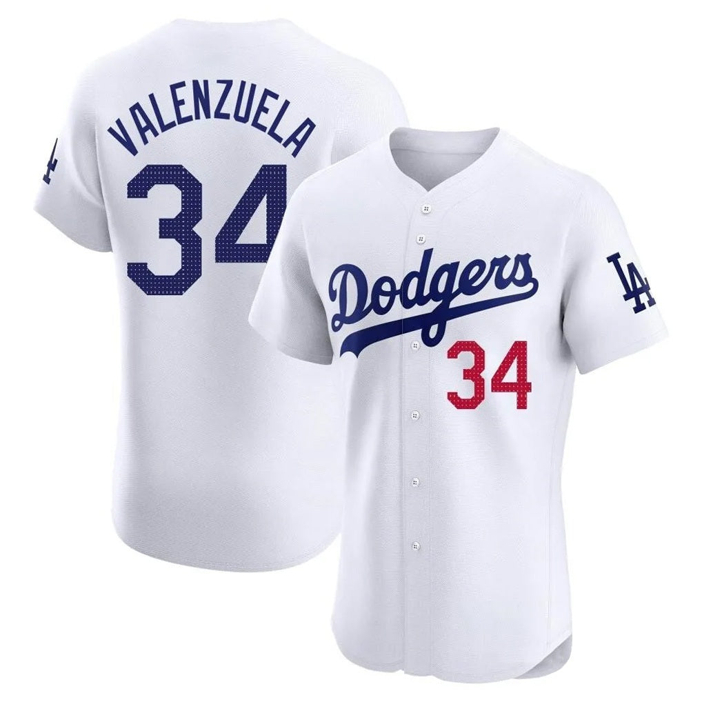 Los Angeles Dodgers #34 Fernando Valenzuela Player White REYNOLDS Limited Elite Home Stitched Jerseys