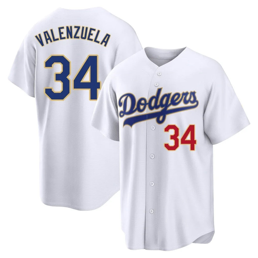 Los Angeles Dodgers #34 Fernando Valenzuela Player Gold White REYNOLDS 2026 Collection Stadium Limited Stitched Jerseys