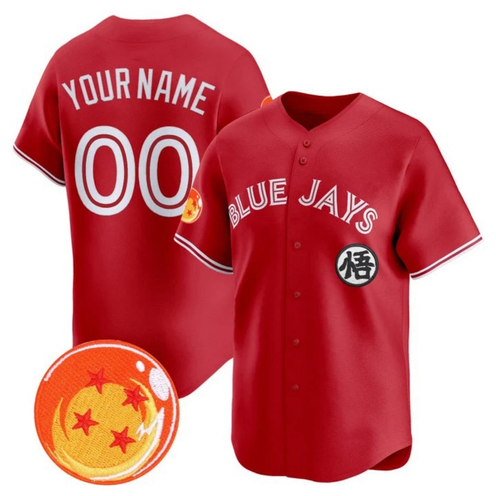Custom Toronto Blue Jays x Dragon Ball Red REYNOLDS Vapor Premier Limited Jersey - All Stitched