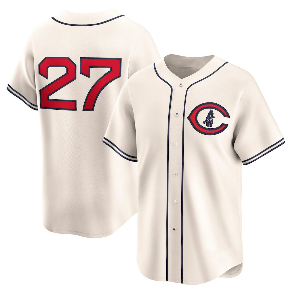 Chicago Cubs #27 Seiya Suzuki Cream REYNOLDS Throwback Cooperstown Collection Limited Jersey