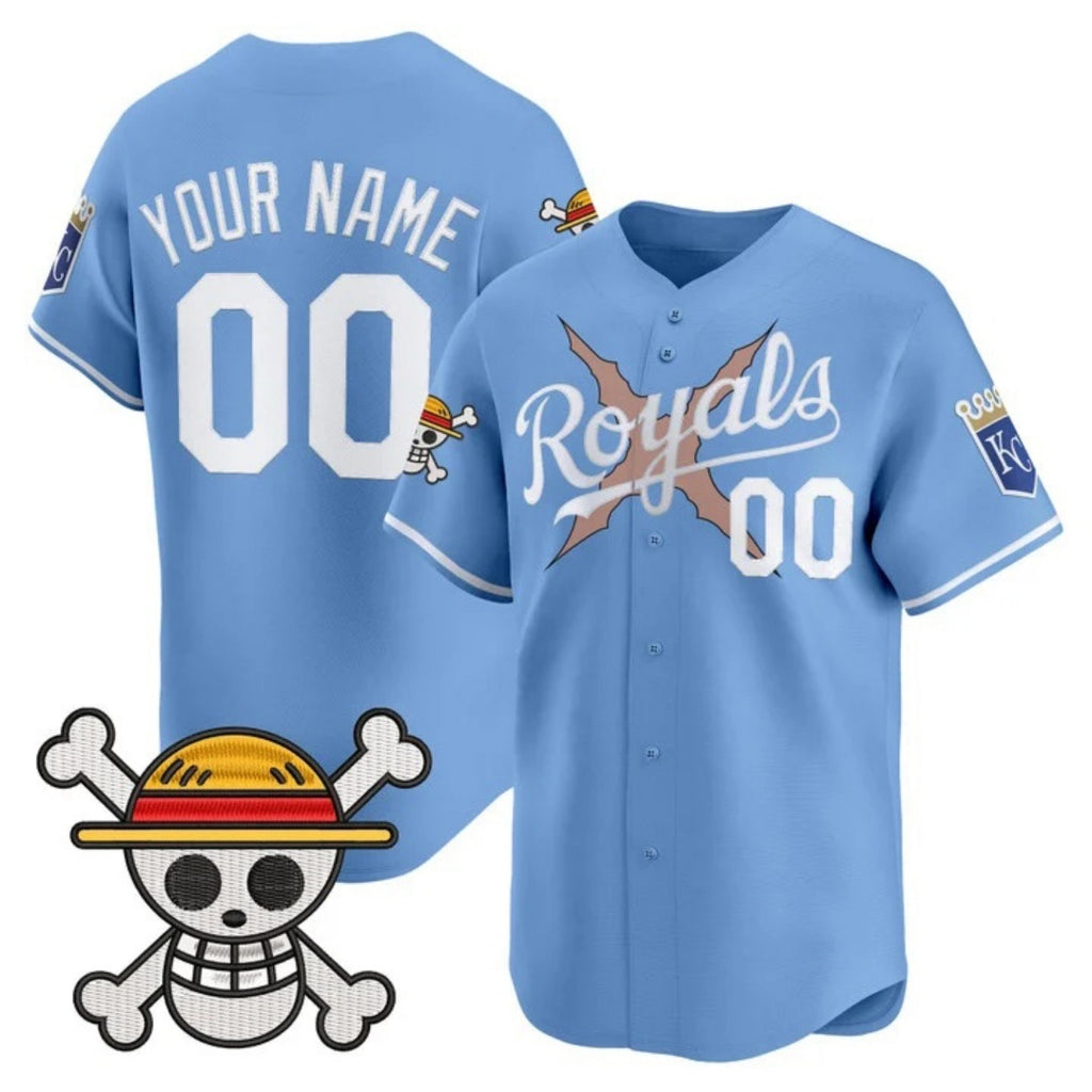 Custom Kansas City Royals x One Piece Blue REYNOLDS Vapor Premier Limited Jersey - Stitched