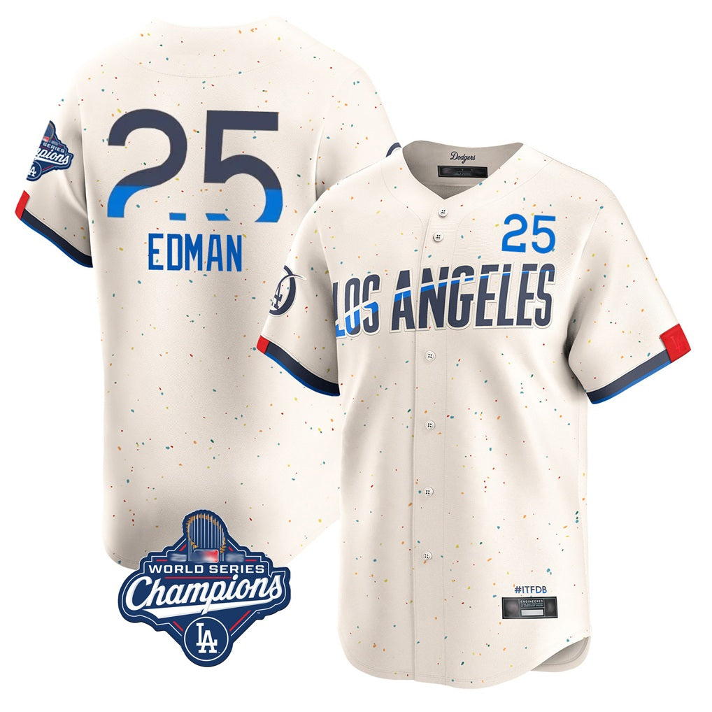 Los Angeles Dodgers #25 Tommy Edman Player Cream REYNOLDS World Series Meet City Connect Limited Home Stitched Jerseys