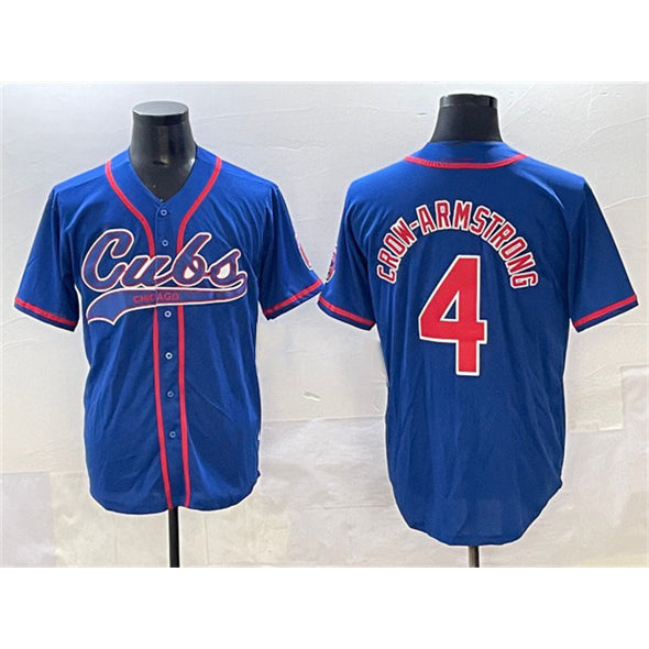 Chicago Cubs #4 Pete Crow-Armstrong Royal REYNOLDS Cool Base Stitched Jersey