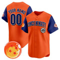 Custom Cincinnati Reds x Dragon Ball Royal Orange REYNOLDS Vapor Premier Limited Jersey - All Stitched