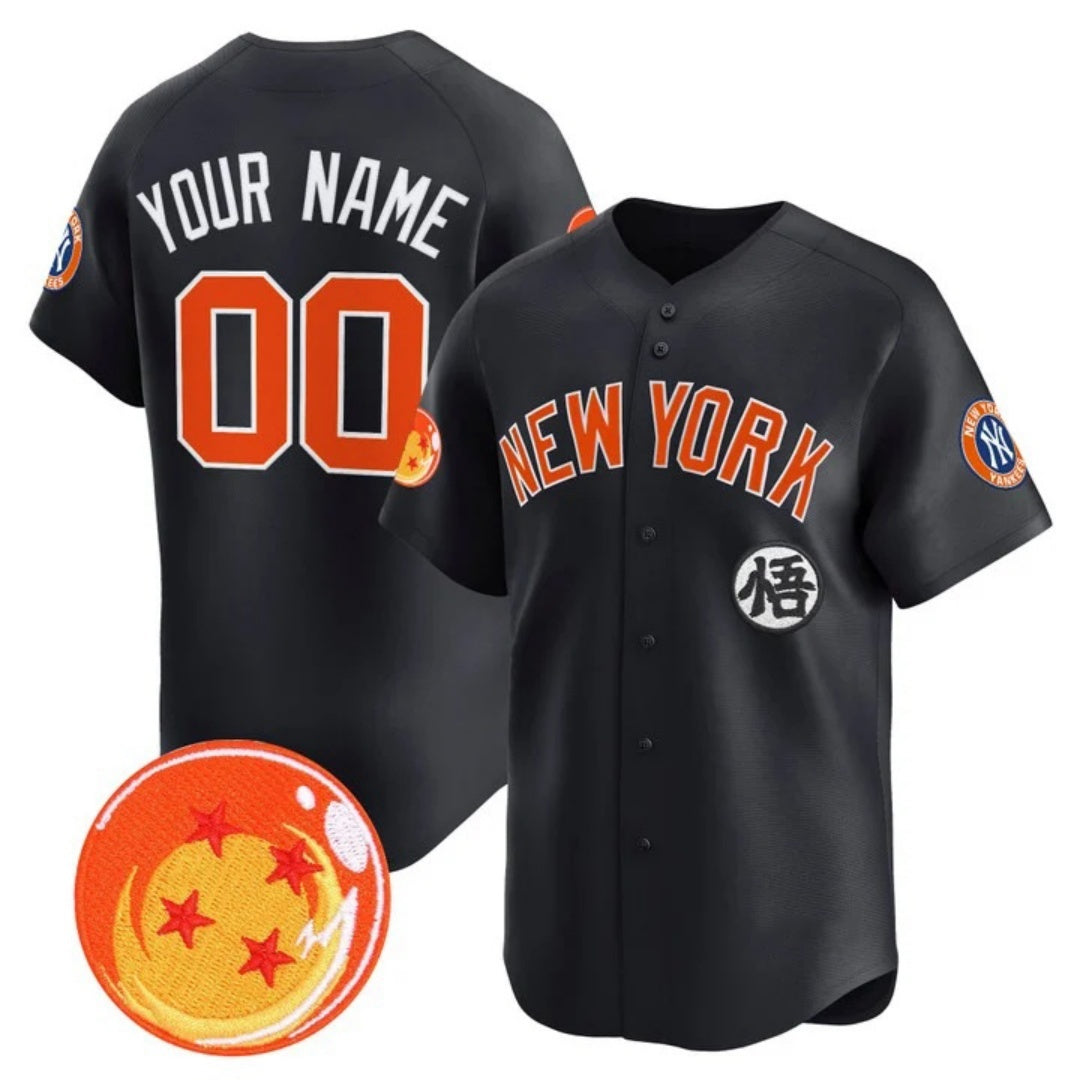 Custom New York Yankees x Dragon Ball Navy REYNOLDS Vapor Premier Limited Jersey - All Stitched