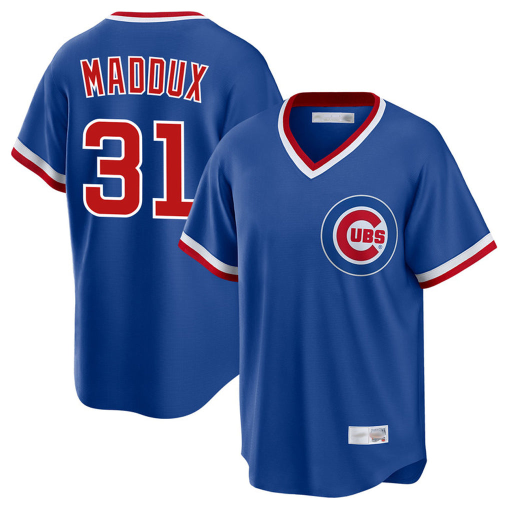 Chicago Cubs #31 Greg Maddux Player Royal REYNOLDS T-shirt Cooperstown Collection Limited Stitched Jerseys