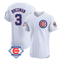 Chicago Cubs #3 Alex Bregman Player White REYNOLDS 150th Anniversary Limited Elite Home Game Stitched Jerseys
