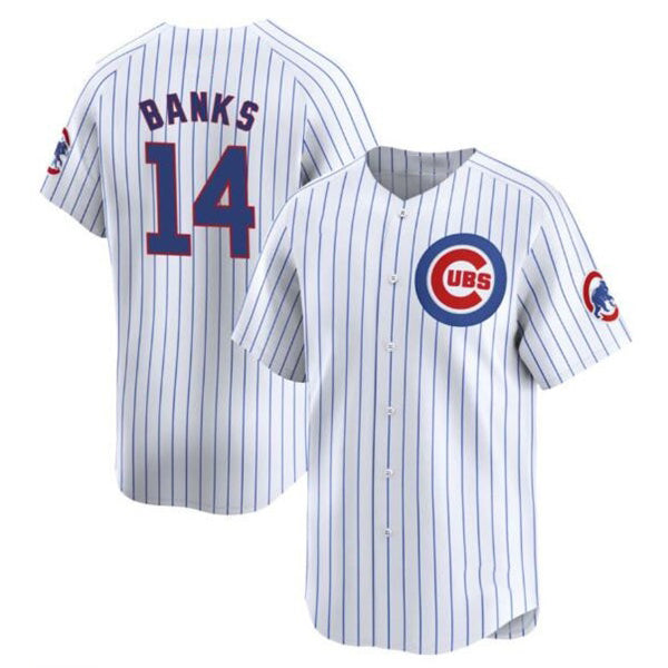 Chicago Cubs #14 Ernie Banks White REYNOLDS Cool Base Stitched Jersey