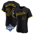Los Angeles Dodgers #34 Fernando Valenzuela Player Black REYNOLDS World Series Meet Snake Skin City Limited Elite Home Stitched Jerseys
