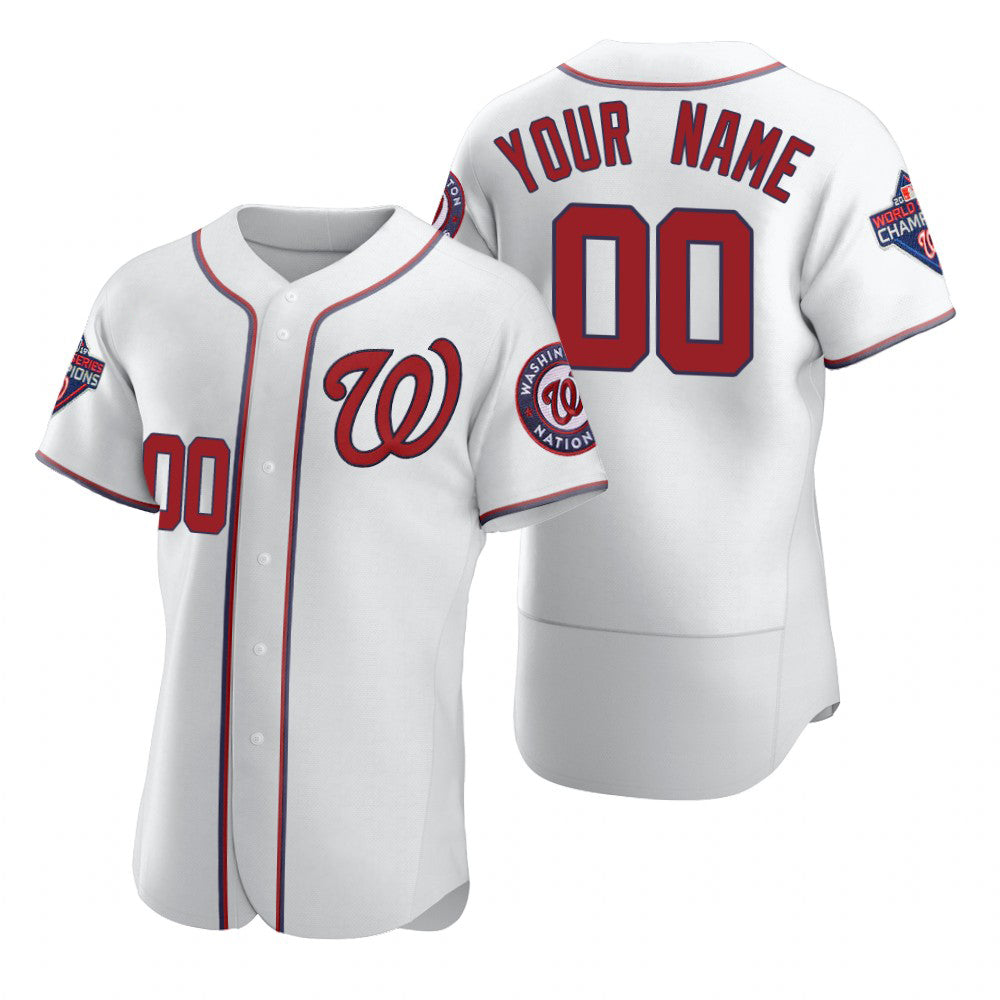 Custom Washington Nationals White REYNOLDS 2020 Stitched Flex Base Jersey